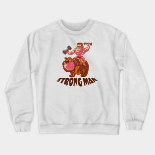 Strong man on angry bear animal Crewneck Sweatshirt